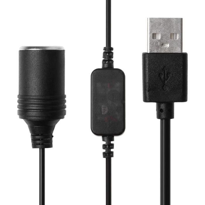 Câble Convertisseur USB 5V Vers Prise Allume-cigare 12V - 35 Cm - Pour Caméra Embarquée, GPS, DVR - 6