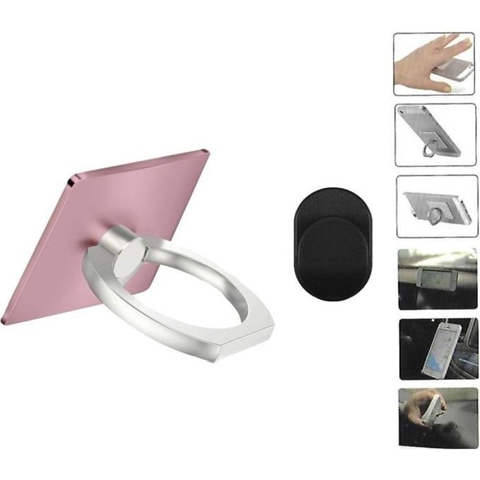 4 Anneaux Téléphone Portables 360° Transparents - Support Bague Pour Coque Smartphone, IPhone Compatible