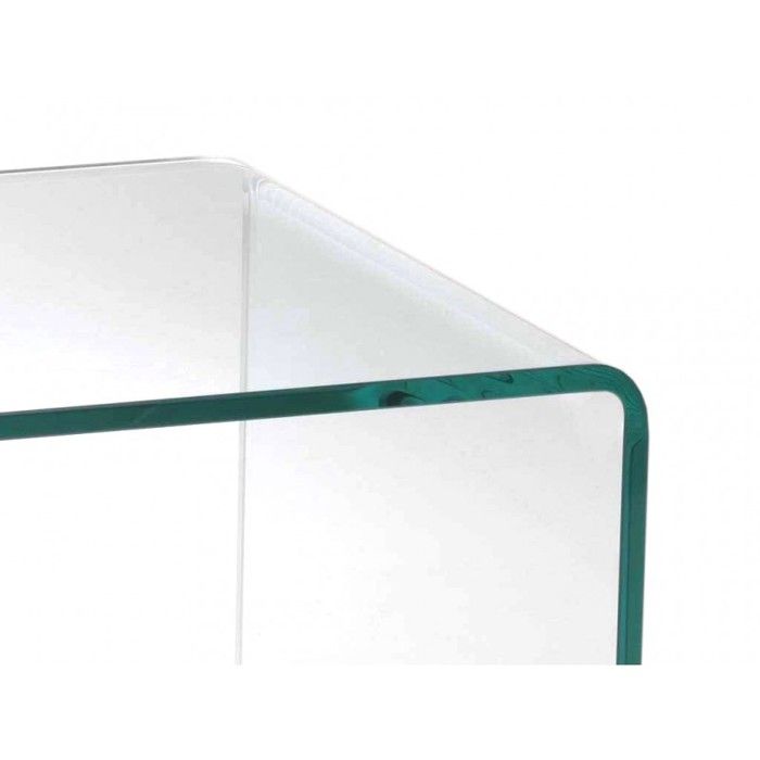 Meuble TV verre trempé et plateau décor chêne sur roulettes - ICE Meubletmoi Meuble TV verre trempé et plateau décor chêne sur roulettes - ICE Meubletmoi