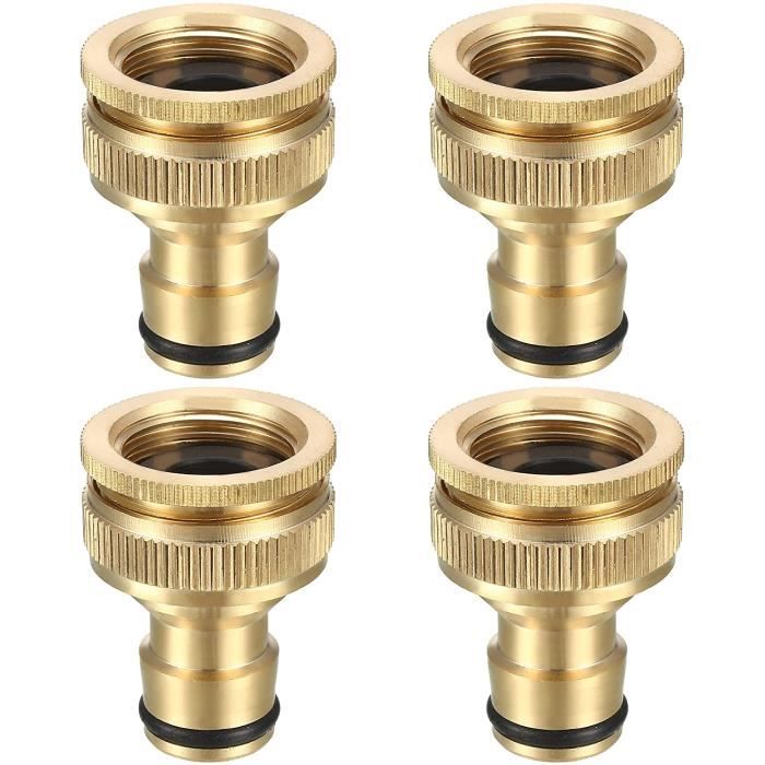 Connecteur Robinet Laiton 2-en-1 - 1/2" Et 3/4" - Adaptateur Tuyau Arrosage Jardin