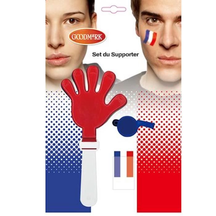 Kit Supporter France – 5 Pièces – Lunettes, Drapeau, Maquillage Tricolore, Stickers – Fan Zone, Match, Fête Nationale