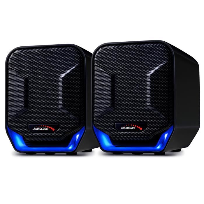 Haut-parleurs d'ordinateur USB 6W Blue&Black Audiocore AC865 B - Haute qualité - Son naturel - Design moderne