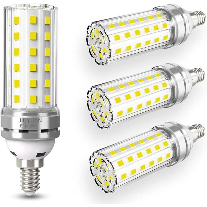 1450LM Vis E14 Non Dimmable E14 LED Maïs 6000K Blanc Froid Super Lumineux Équivalent Ampoule Halogène 100W Ampoule LED E14 12W 85-265V Lot de 4 360 Angle Pas de Scintillement