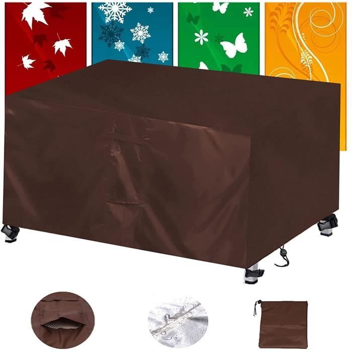 Housse De Table De Jardin Imperméable - 200x160x70 Cm - Tissu Oxford 420D, Avec Sangles Et Velcro