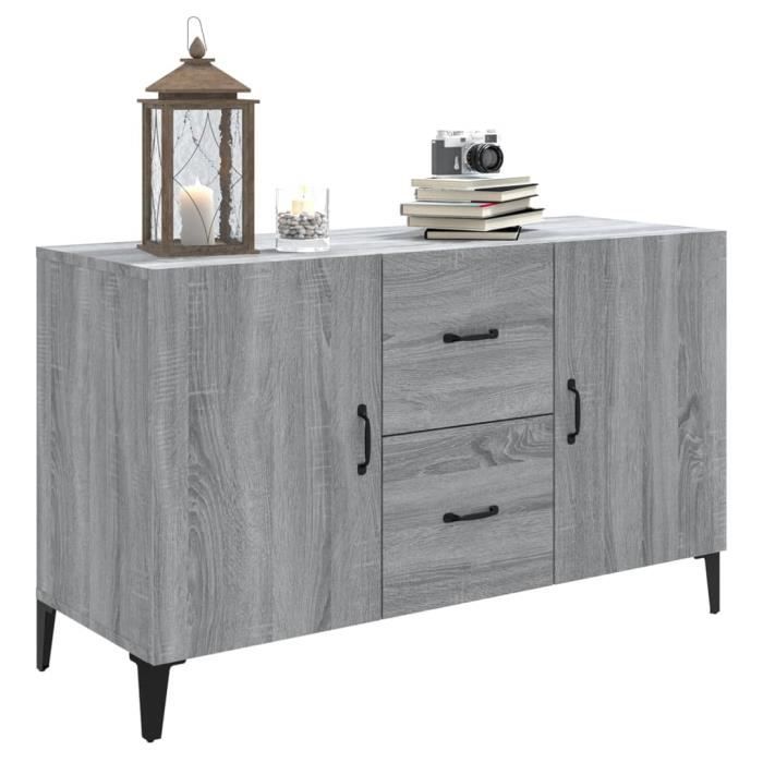 Buffet bas - BIGBEN - A817469 - Sonoma gris - Bois dingénierie - 100x36x60 cm Buffet bas - BIGBEN - A817469 - Sonoma gris - Bois dingénierie - 100x36x60 cm
