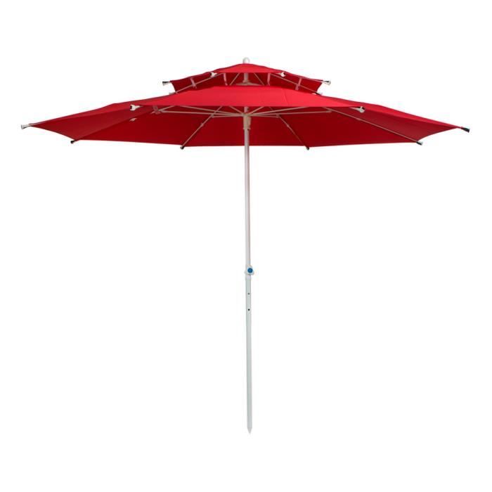 Parasol octogonal jardin 280 cm avec double toit et protection UV30 Aktive rouge