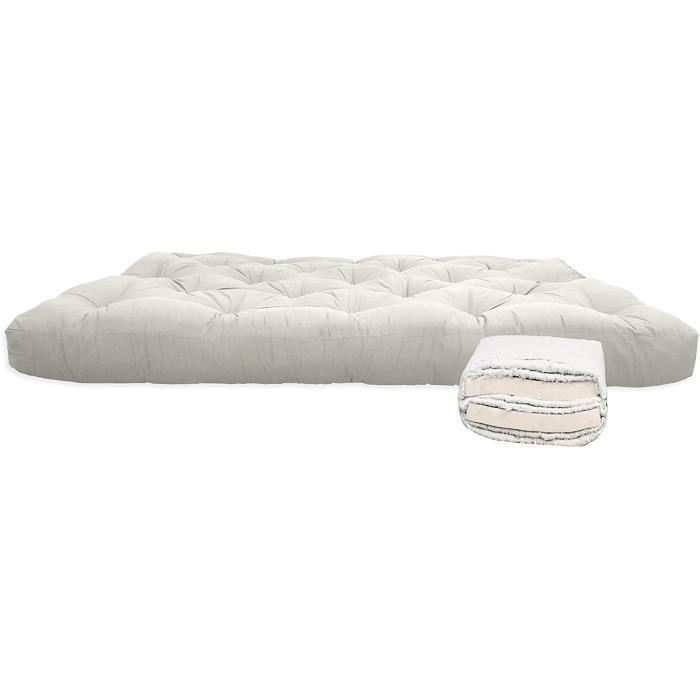 Futon en coton avec 8 cm de latex Marque Modèle Écru Gris