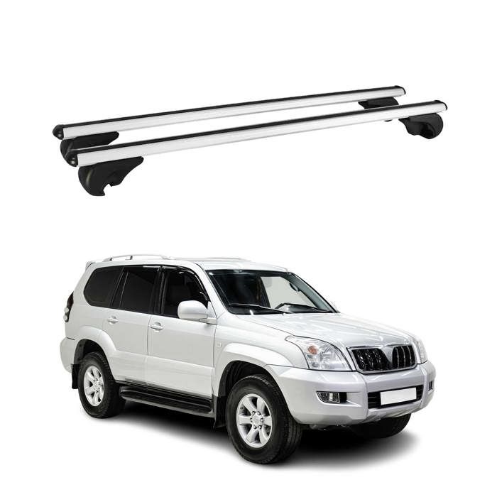 Barres de toit pour Toyota Land Cruiser 120 150 2003-2021 Gris Argenté 2x ABE