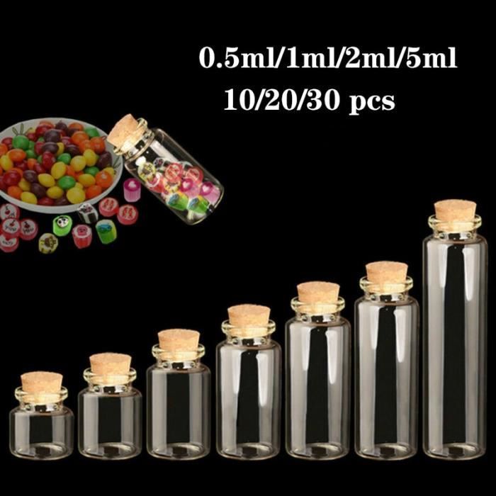 50 Mini Bocaux En Verre 20ml Avec Bouchons Liège - DIY, Décoration, Cadeaux