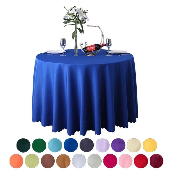 Polyester Nappe Ronde Mariage Banquet Nappe de Table Diverses Couleurs 1.6m Bleu Saphir