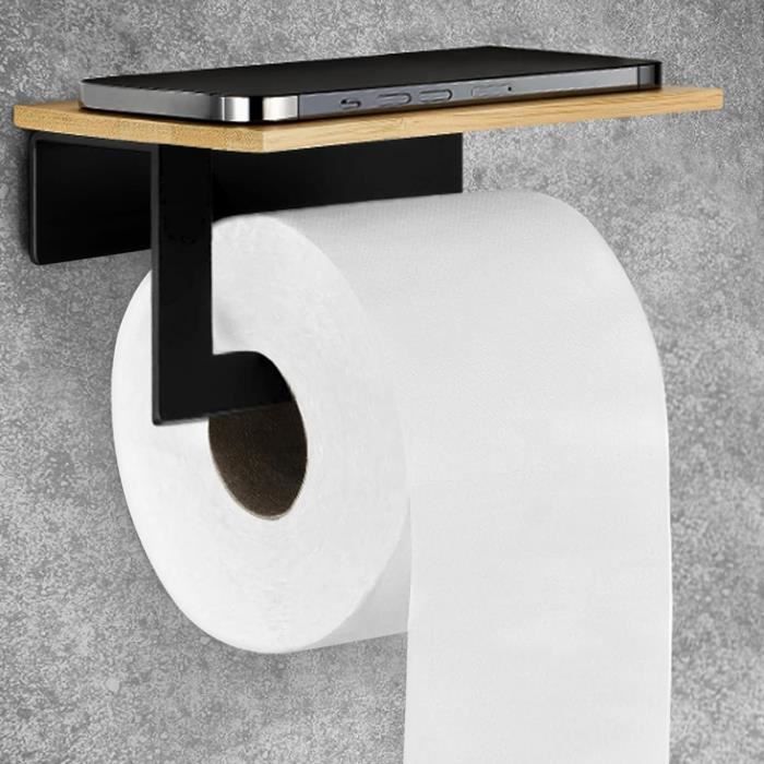 Porte Papier Toilette Sur Pied Avec Brosse WC - Support Amovible Et Sans Perçage - Noir - 9