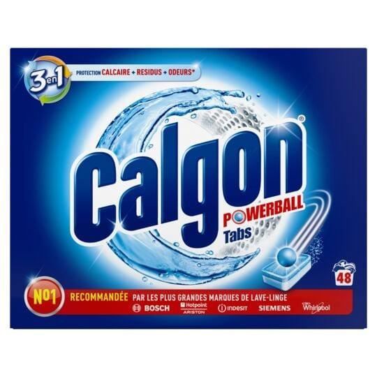 LOT DE 3 - CALGON - Powerball tabs Pastilles 3en1 anticalcaire résidus et odeurs - paquet de 48 pastilles