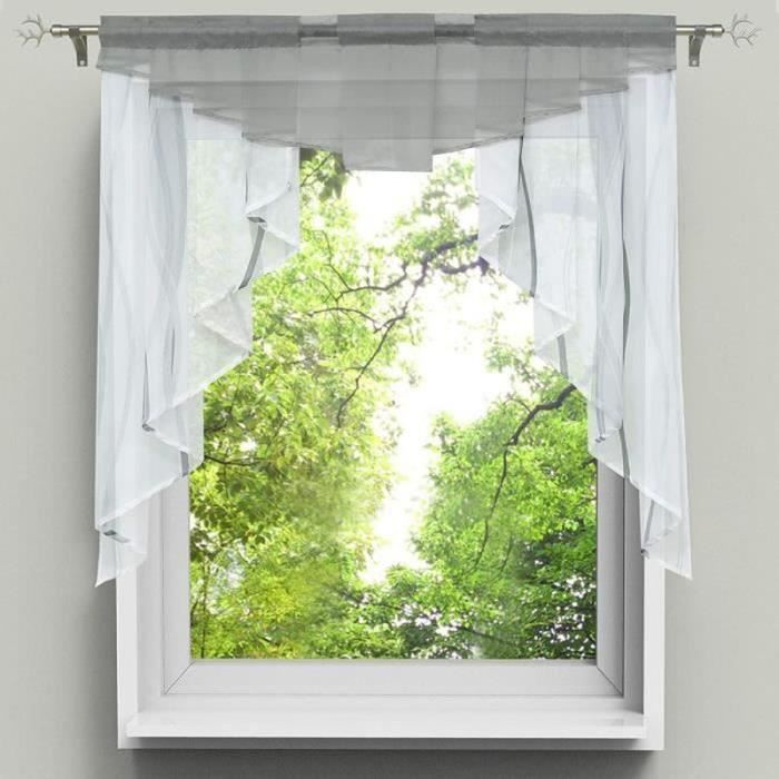 Store Romain Transparent Rideau Voilage Raffrollo Avec Anneaux