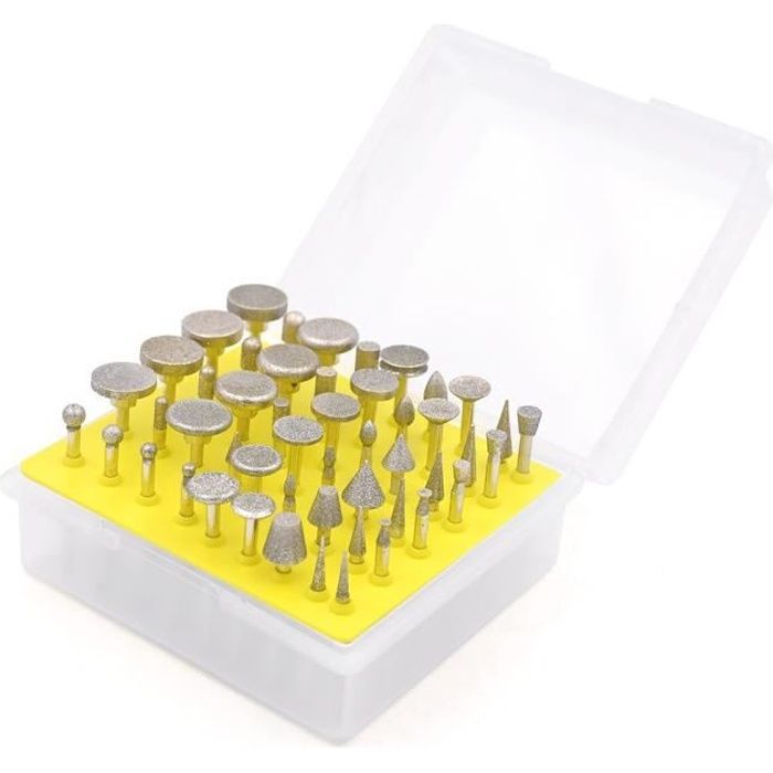 50Pcs Pointes Diamantées Fraises Rotatives / 3mm Forets pour Dremel/Accessoires pour Outils