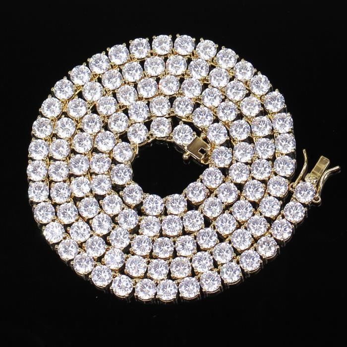 Collier Chaîne Tennis HALUKAKAH - Plaqué Or 18K, Diamants CZ - 50cm, 3mm - Cadeau Homme élégant