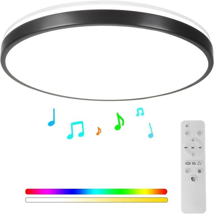 Plafonnier LED EGLO MILAZZO - RGB Bluetooth Musique Télécommande - 39 Cm - Blanc/argent - Retour Client