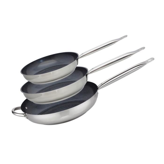 Set de 3 poêles à induction - ELO - Professional - Inox 18/10 ELODUR® - Ø 24-28 et 32 cm