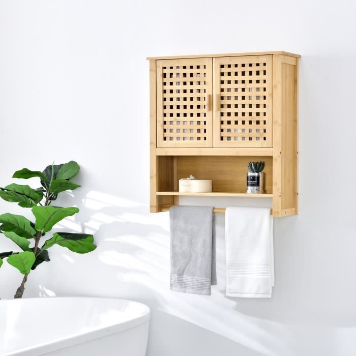 Placard mural Borlänge avec porte-serviette pour salle de bain 66 x 62 x 20 cm
