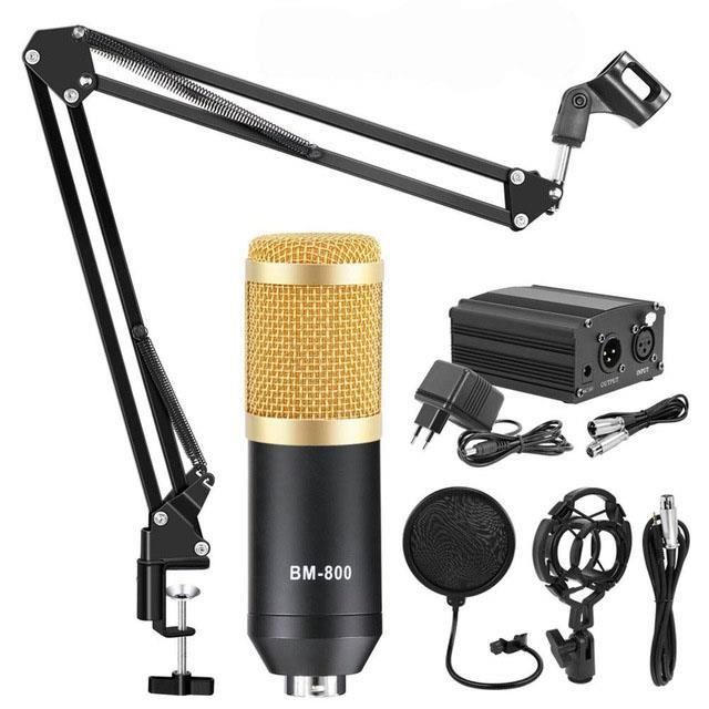 Amdohai Microphone Kit Ordinateur Condensateur Micro avec Bras Carte Son  Pop Filtre Coupe-Vent pour le Jeu Podcasting Streaming Live Enregistrement  de Musique 
