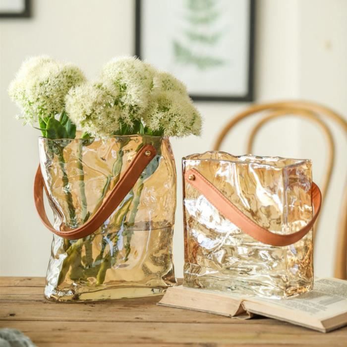 EIF Vase En Forme De Sac À Main Vase De Sac À Main Vase En Verre De