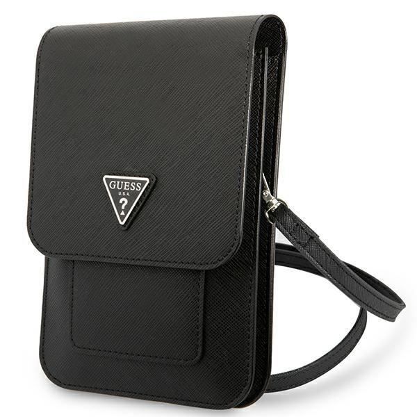 Guess Wallet Saffiano Triangle Logo Phone Bag (Noir) - 3666339050498