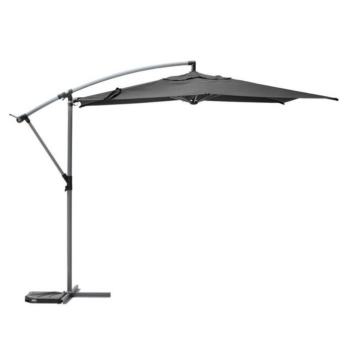 Parasol déporté rond Manoa ardoise & graphite 3m en aluminium traité époxy - Hespéride