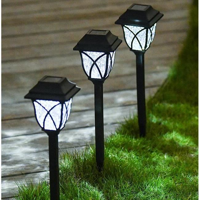Paquet de 4 lampes torches solaires dextérieur éclairage paysager étanche pour pelouse Patio cour allée allée lumière blanche