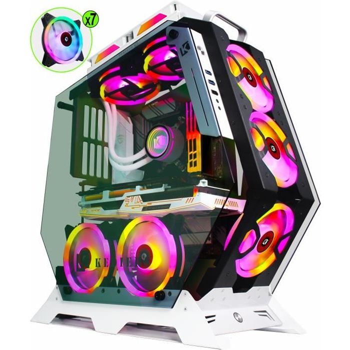 KEDIERS Boitier PC Gamer - ATX Tour en Verre Trempé Boitier de Jeu PC avec  7 Ventilateurs RGB, Blanc C570 (K1011212) - Cdiscount Informatique