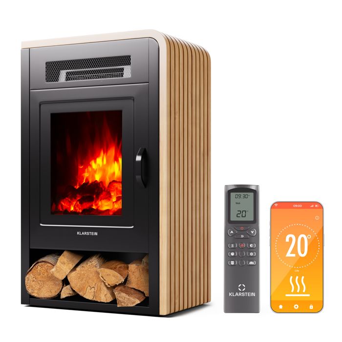 Klarstein Opala cheminée électrique WiFi 950/1900W thermostat minuterie hebdomadaire