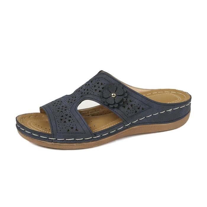 SMajong Sandales Femme été Plateforme - Mules Compensées, Cuir PU, Confortables, Pour Plage Ou Ville