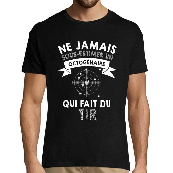 T-shirt ne jamais sous-estimer un Octogénaire Noir Coton