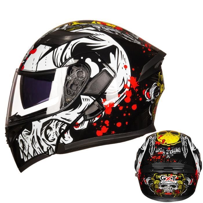 Casque Moto Modulable Intégral - Visière Double Antibuée - Coque ABS - Taille S à XXXL - Pour Homme Et Femme - Confort Et Sécurité