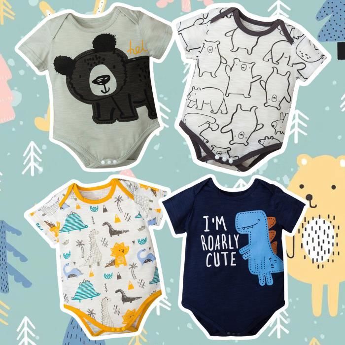 Infant Nouveau Ne Bebe Filles Garcons Dessin Anime Mignon Body Barboteuse Vetements Decontractesblanc Blanc Cdiscount Pret A Porter
