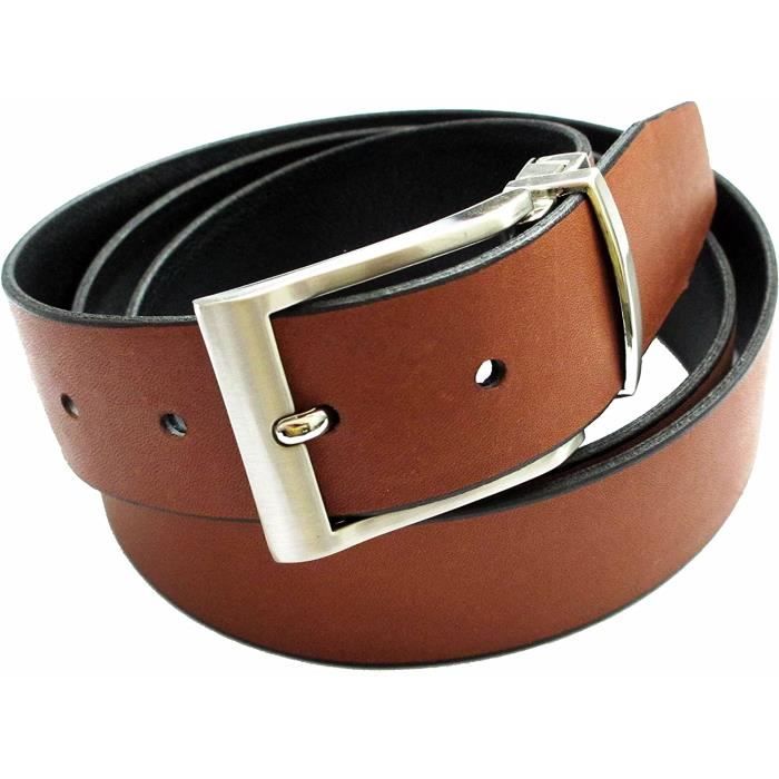 Ceinture Réversible En Cuir Noir Et Marron Taille S/28 - Occasion Très Bon état, Sans Marque