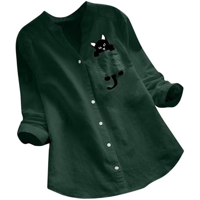 Pull Femme Chat 3D Imprimé - Sweatshirt Manches Longues Col Rond Rayé Noir Mignon - Pull Oversize Chat Adorable Grande Taille Casual