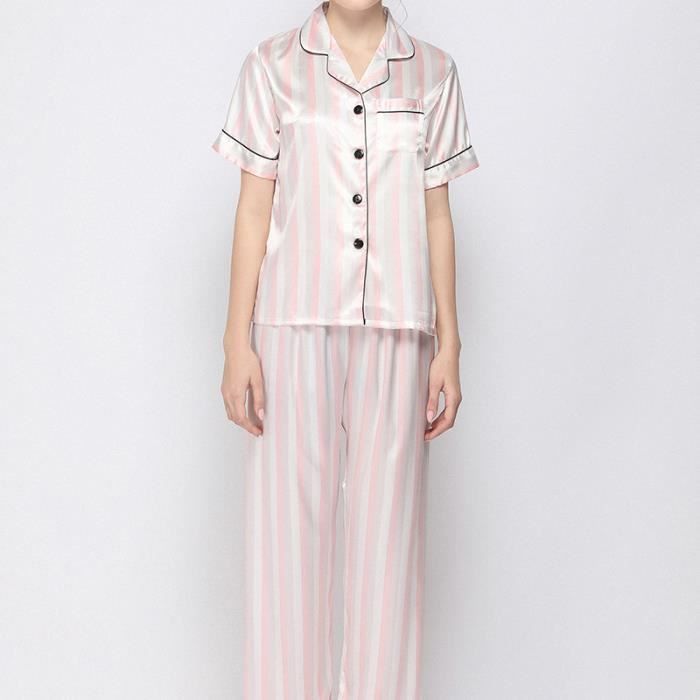 Wikoan Pyjama Femme Été Court Manches Courtes Et Short - Ensemble Coton Doux Confortable S-XXL