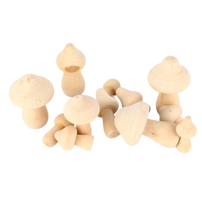 Lot De 30 Champignons En Bois Brut - 6 Formes Différentes - Pour Bricolage, Déco Et Projets Créatifs - Naturels Et Non Traités