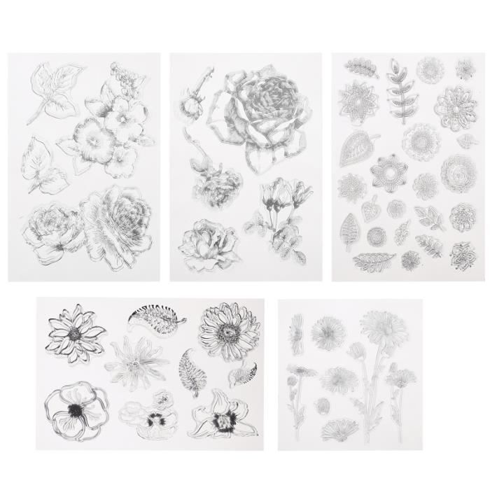 5 pcs timbres de fleurs jolis Silicone Clear Stamp for Kids Home ...