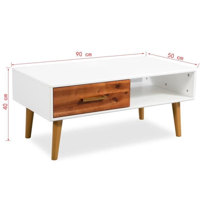 Table Basse En Orme Massif TIMZ - Fait Main - Nature - Pieds Acier Épingle à Cheveux - 58x50.5x40 Cm