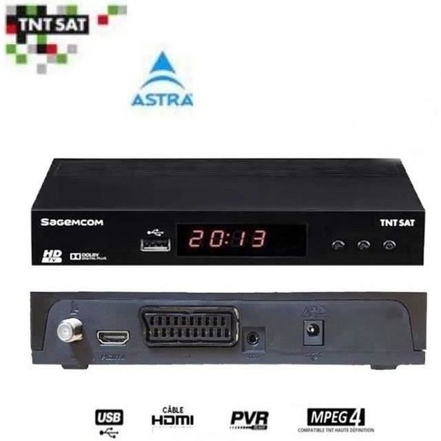 Sagemcom Récepteur TV Satellite HD + Carte d'accès TNTSAT V6 Astra 19.2E :  : High-Tech