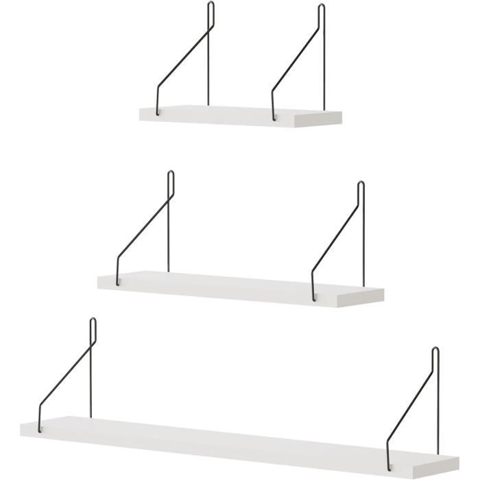Lot De 3 étagères Murales Flottantes En Bois – Avec Rebord Pour Livres Et Jouets, Rangement Enfant, Salon, Bureau