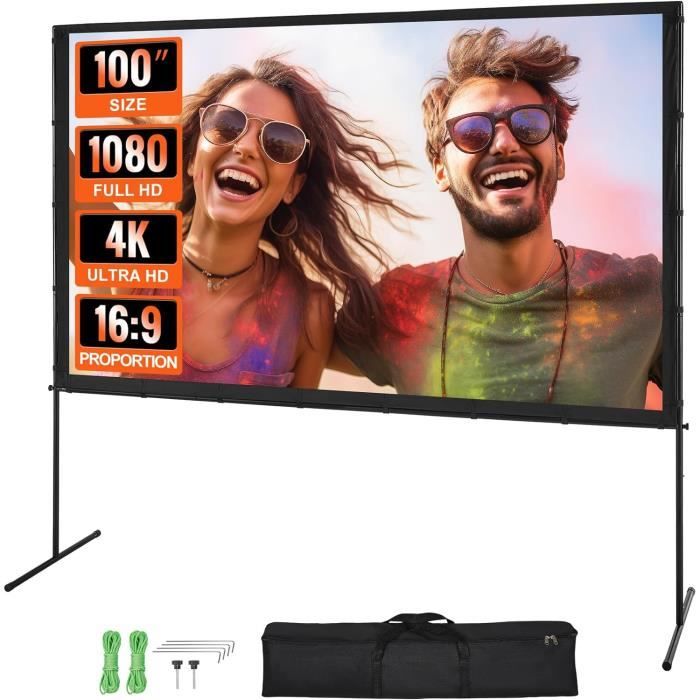 Qualité-100 Pouces 4K HD 16: 9 Écran de Projection Pliable Lavable