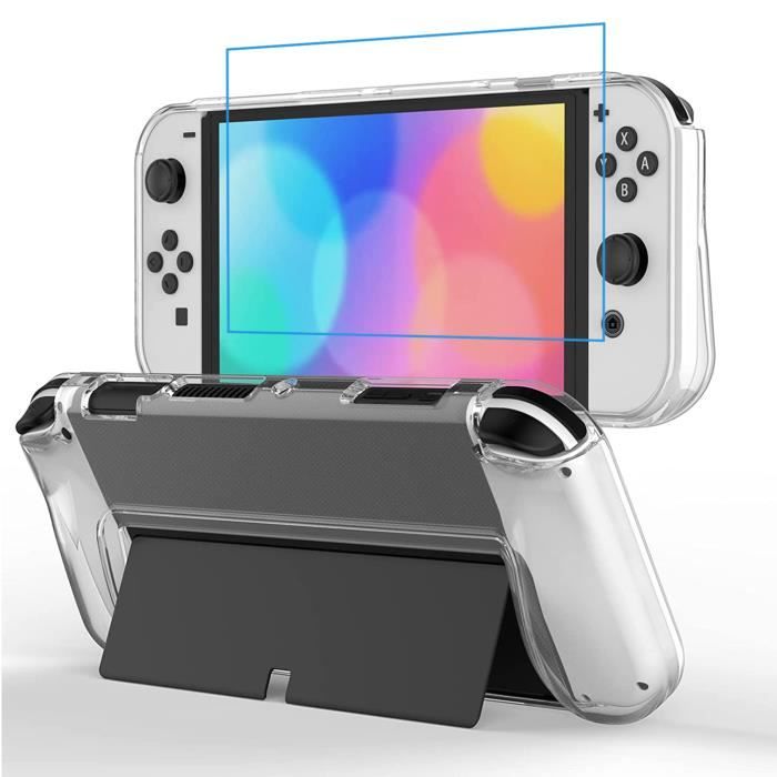 Coque de Protection Nintendo Switch OLED 2021 +Verre Trempé (7''), étui  Housse pour Manettes Antichoc et Anti-Rayures, HD Clair - Cdiscount  Informatique