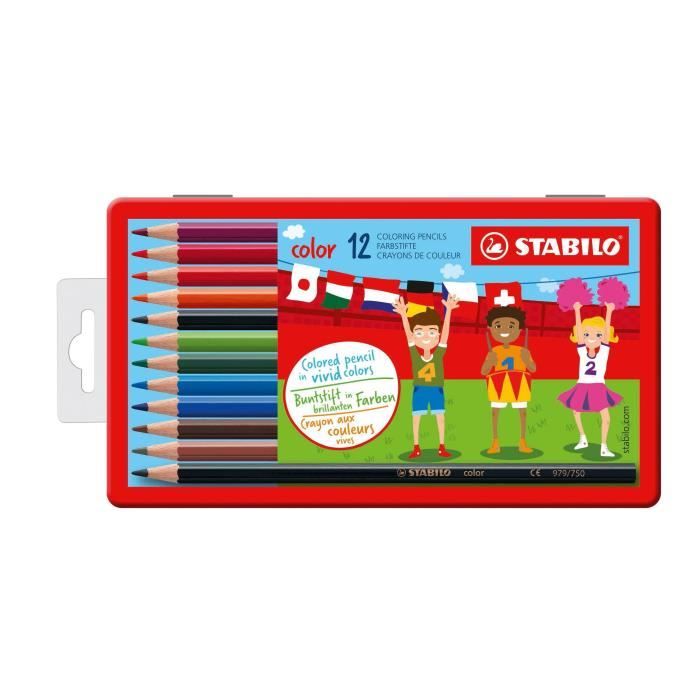 STABILO - Boîte métal de 12 crayons de couleur Color