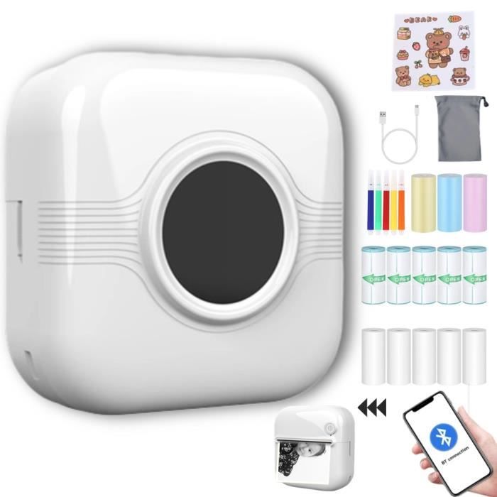 2windeal® Imprimante Photo Portable Mini Imprimante Instantané sans Fil avec 13 Rouleaux 5 Stylo Papier PR Photo Étiquette Memo A33
