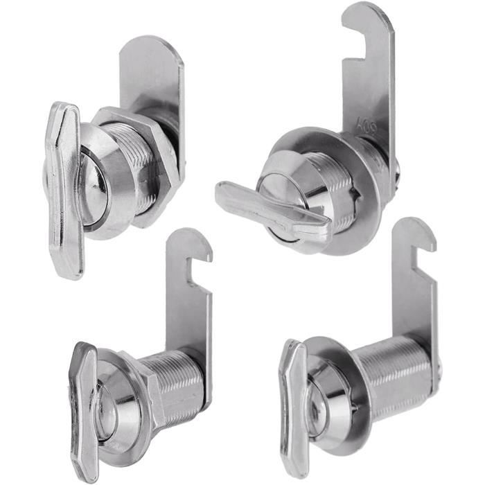 JaBoaRe 4-Pack Cam Lock – Silver, 25mm Depth, Zinc Alloy & Plastic, With Keys For Mailboxes, Lockers, Cabinets, Tool Boxes & Electrical Panels