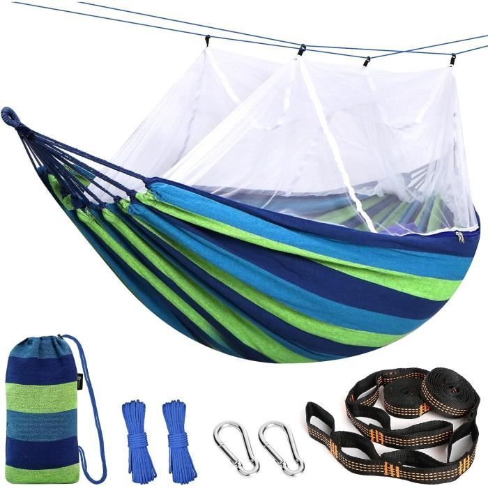 Hamac moustiquaire camping jardin vert 300x200 cm randonnee bivouac bushcraft survie outdoor double - Sport & Plein air