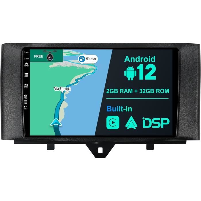 SXAUTO Android 12 IPS Autoradio Per Benz Smart fortwo 451 (2005-2010) - 2G+ 32G - Senza fili Carplay & Android Auto - GRATUITI Telecamera - DAB Fast-boot Volante WiFi DSP BT5.0 4G - 2 Din 9 Pollici