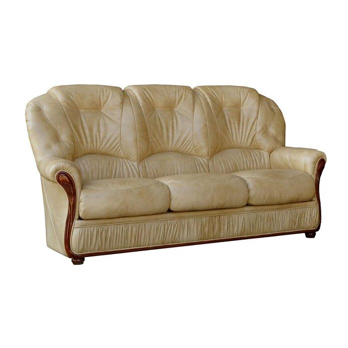 Canapé 3 places en cuir de buffle DAPHNE - Beige - Authentique et confortable