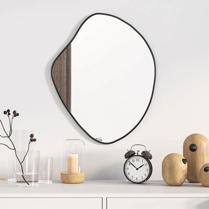 vidaXL Mural Miroir de Maquillage Coiffeuse Cosmétique Décoration de Chambre à Coucher Salle de Bain Salon Intérieur Noir 348252